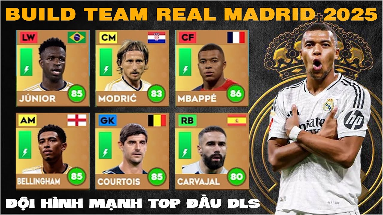 DLS 24 | Build team Real Madrid 2025 | Đội hình mạnh top đầu DLS