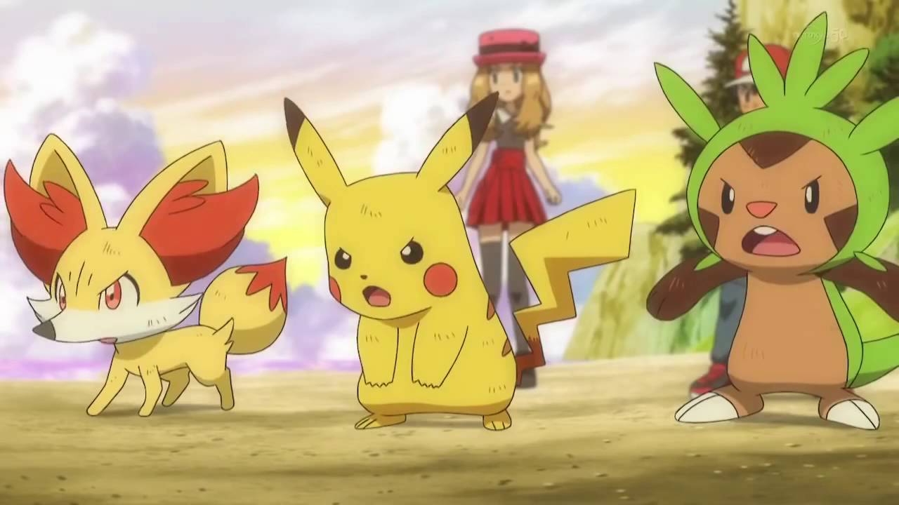 Triple Battle: Ash, Serena, Clemont VS Tierno, Shauna,Trevor