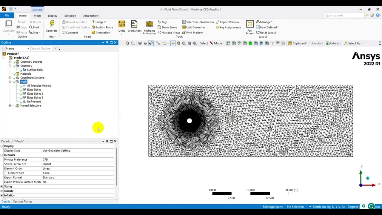 CFD ANSYS Fluent Study over a 2D Cylinder