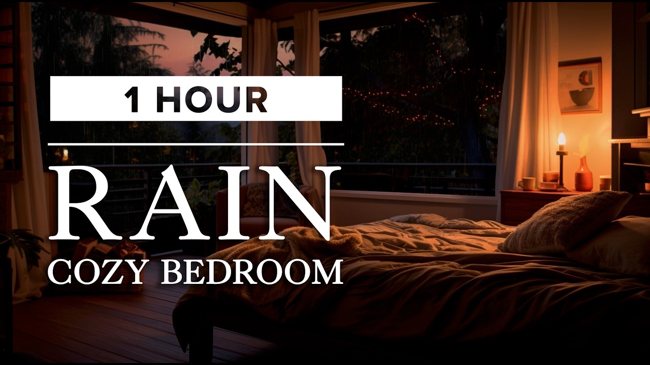 Cozy Bedroom Rain at Night | 1Hr | Sleep & Relaxation
