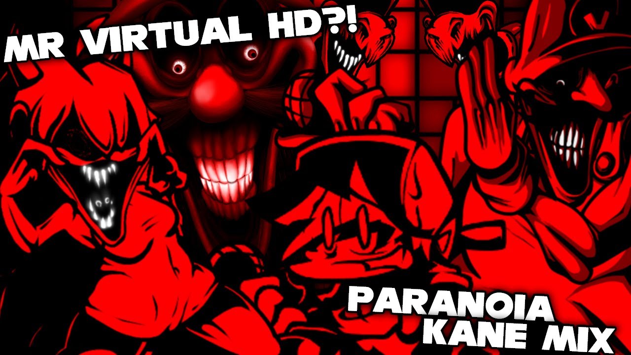 FNF | MR VIRTUAL HD?! PARANOIA KANE MIX + Lyrcis - Vs Mario Madness V2  | Mods/Hard/Gameplay |