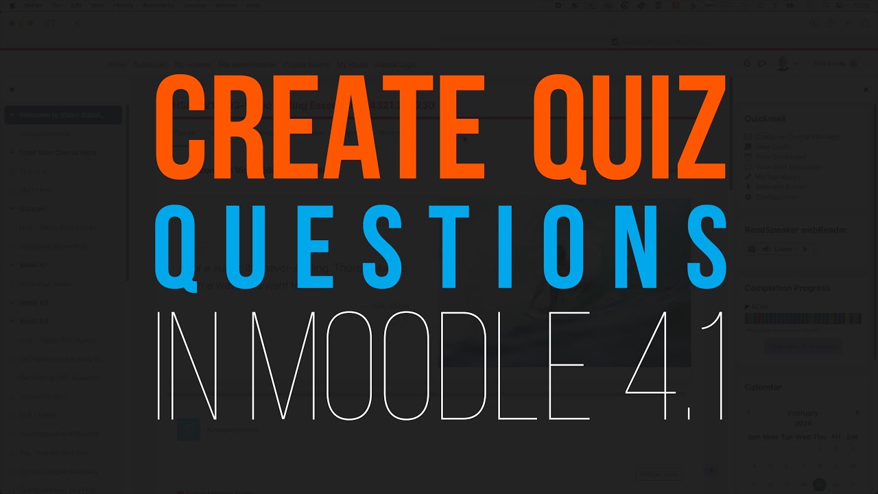 Creating a Quiz in Moodle 4.1 - Part 02 - Adding Questions