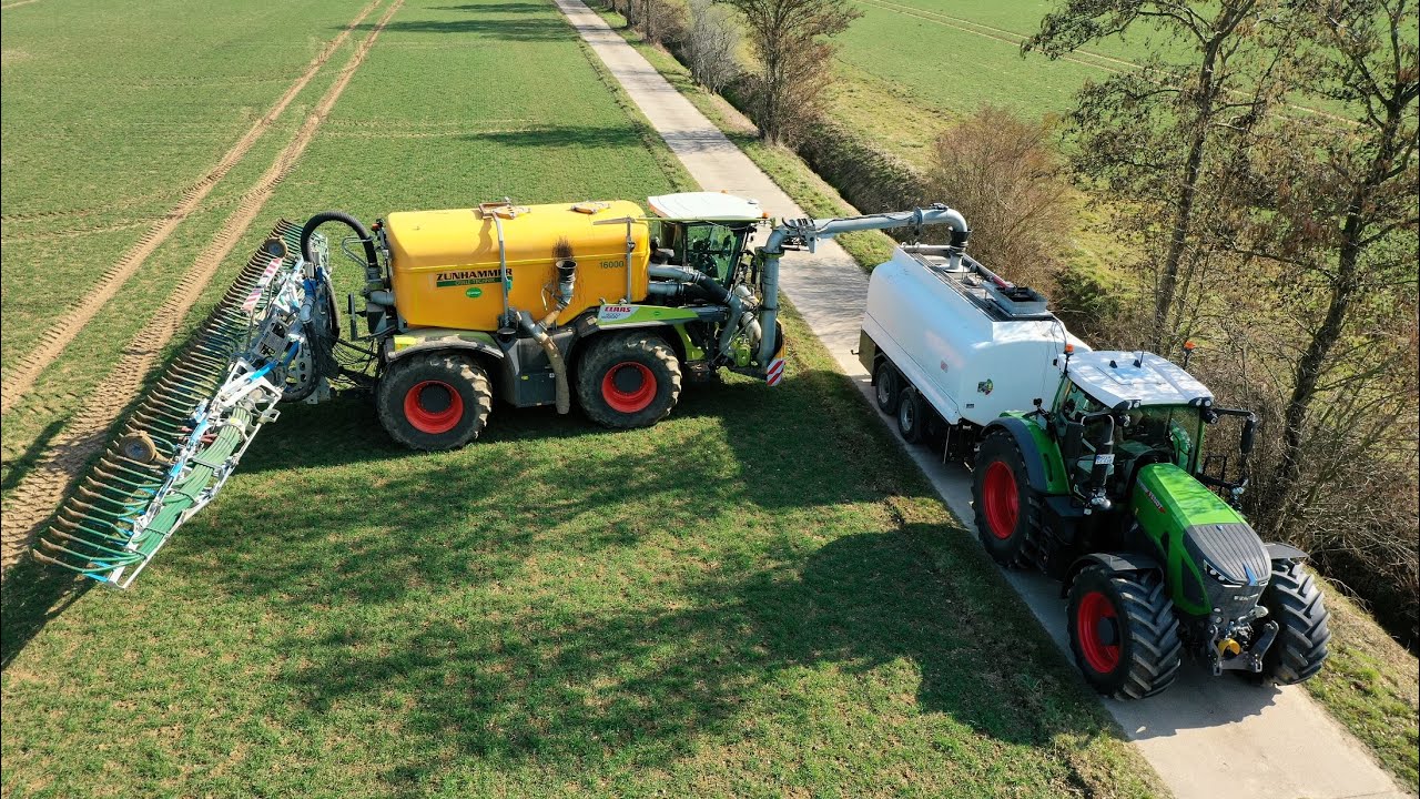 Gülle Ausbringung 2025 mit Claas Xerion 4000 / Zunhammer mit 3 Zubringer ( Fendt 724 & 939 )