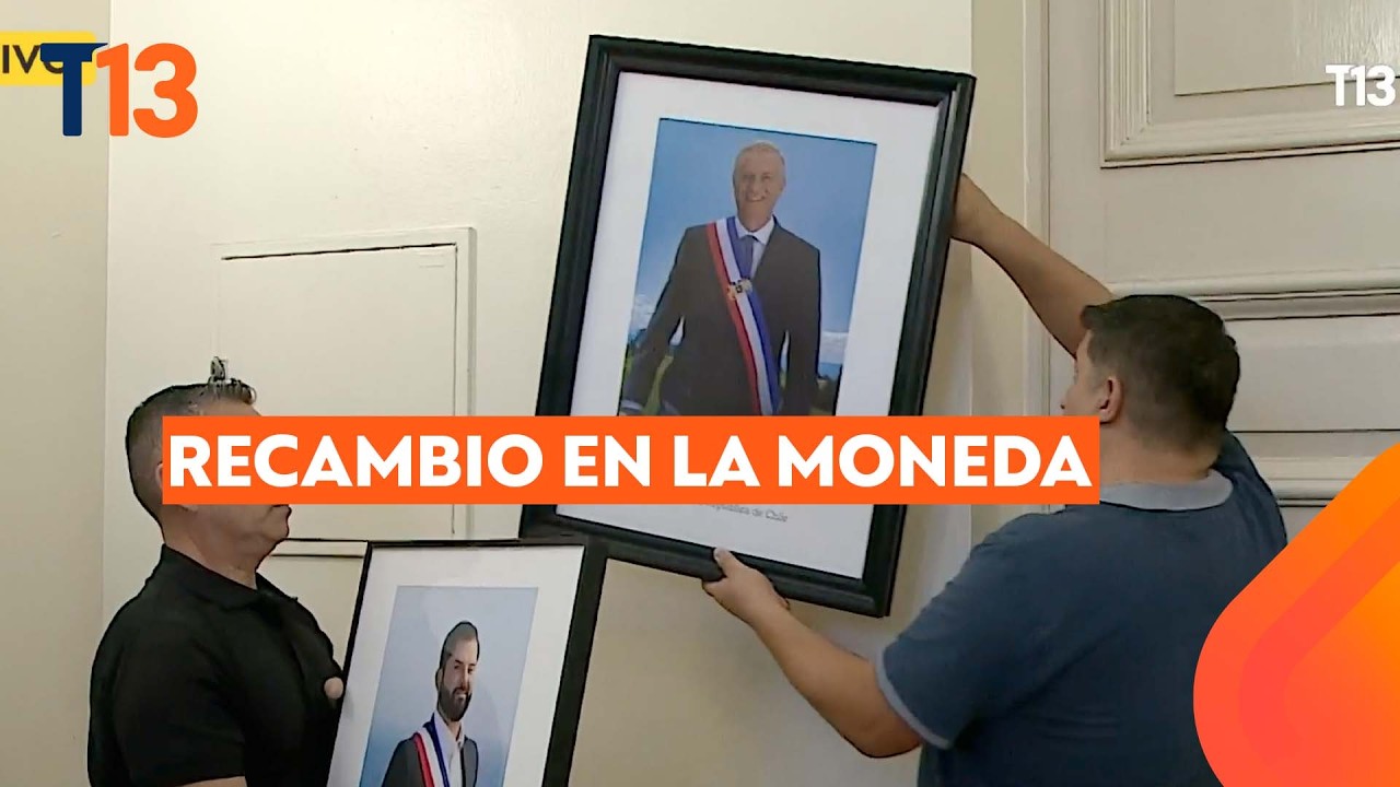 Momento exacto del cambio de cuadro presidencial de Boric por Kast en La Moneda