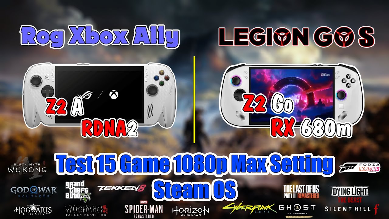 Steam Os | Rog Xbox Ally ( Z2 A ) & Legion Go S  ( Z2 Go )  Test 15 Game 1080p