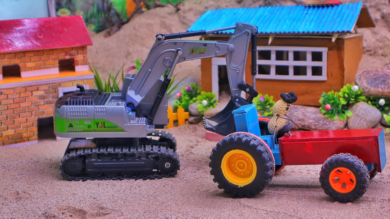 DIY mini tractor  got truck accident rescued by  excavator I @RamoiloCreator