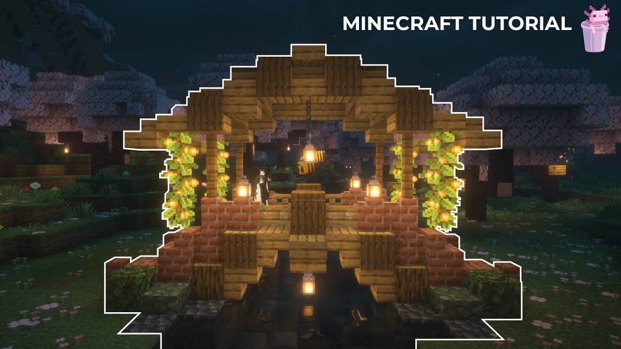 Minecraft I Starter Bridge with 🌸Cherry Blossom  Details🌸 TUTORIAL