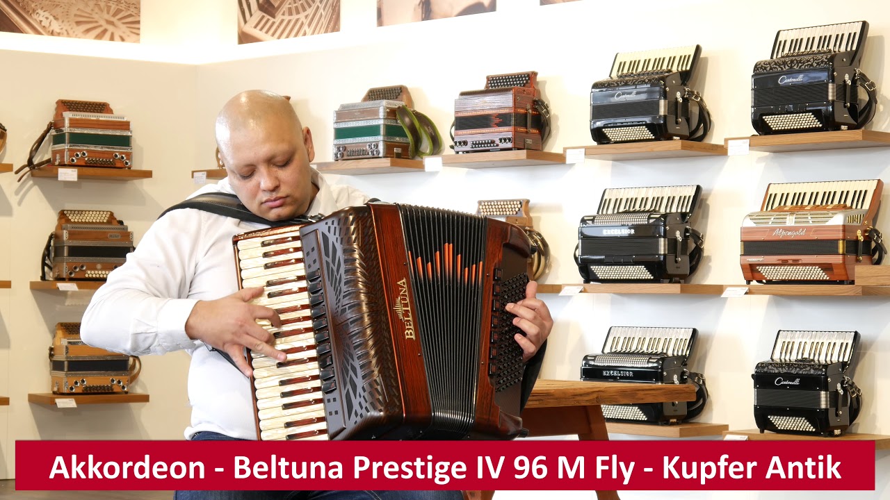 Akkordeon - Beltuna Prestige IV 96 M Fly - Kupfer Antik - Rumberger