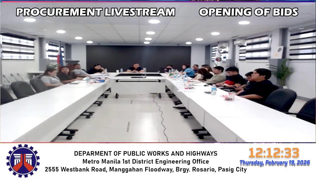 Procurement Livestream for DPWH Metro Manila 1st DEO on Feb 19, 2026