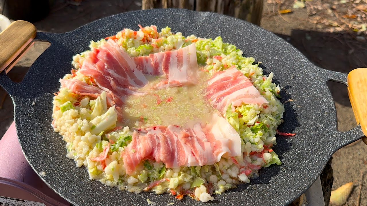 マルチグリドルで作るもんじゃ焼きがうまいし楽しいー！