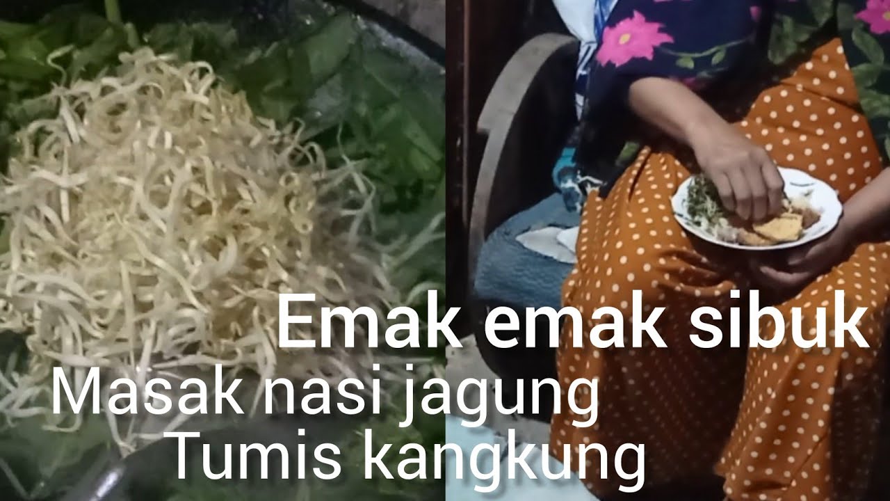 Pagi pagi sibuk masak nasi jagung,tumis kangkung