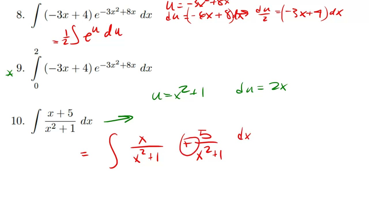 U substitution Worksheet 1-13