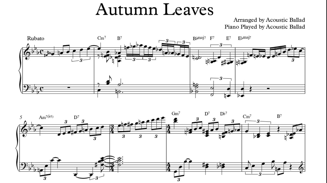 Jazz Piano . 'Autumn Leaves' . Score 악보 Swing | Solo Piano | Special Ver. | 재즈 피아노 | Acoustic Ballad