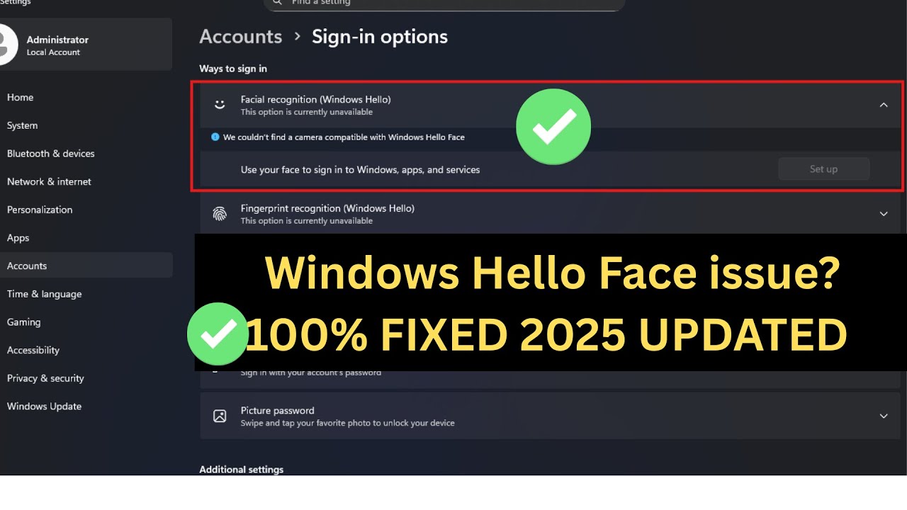 (100% FIXED 2025 ✅) We couldn't find a camera compatible with Windows Hello Face in Windows 11