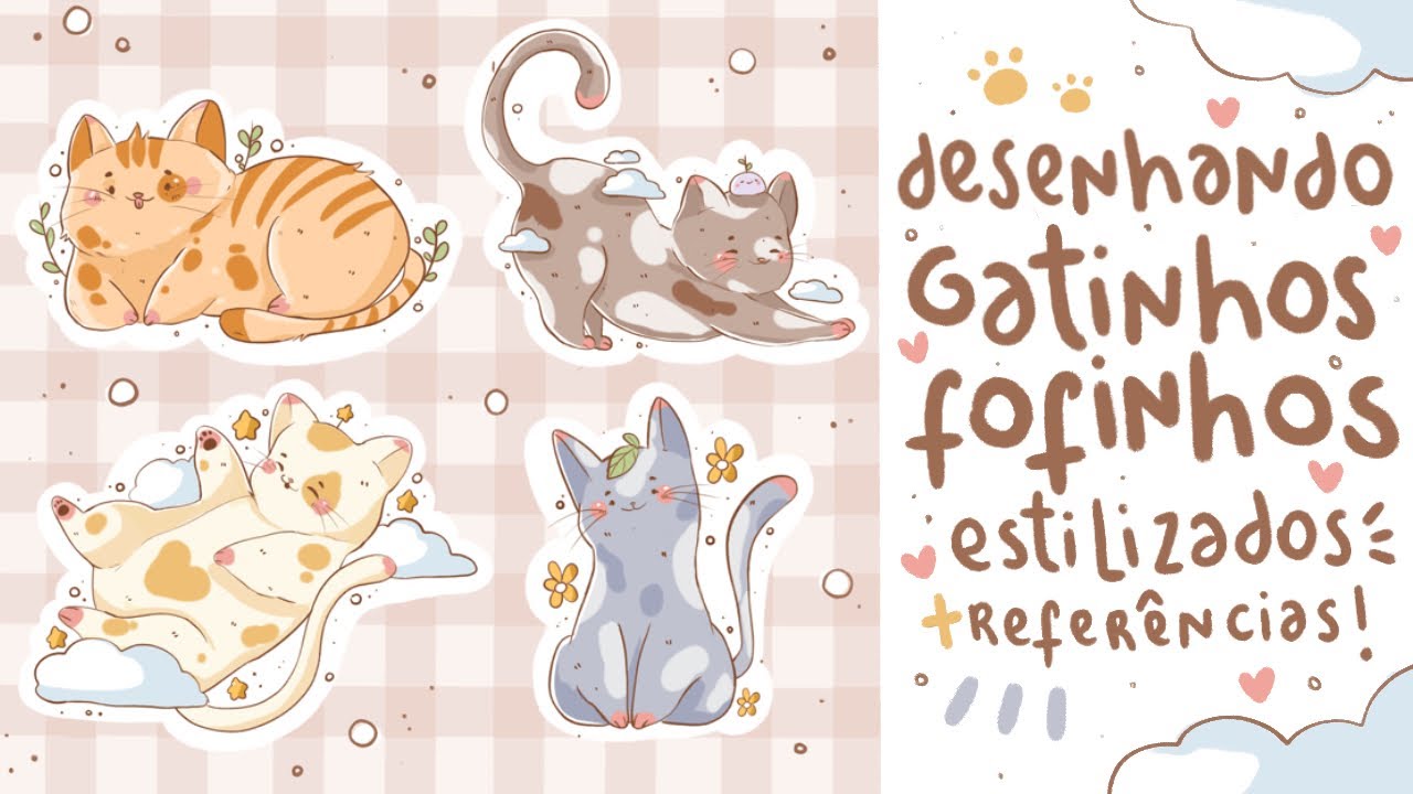 🐱✏️ desenhando gatinhos fofinhos e estilizados + referências! 🌿☁️