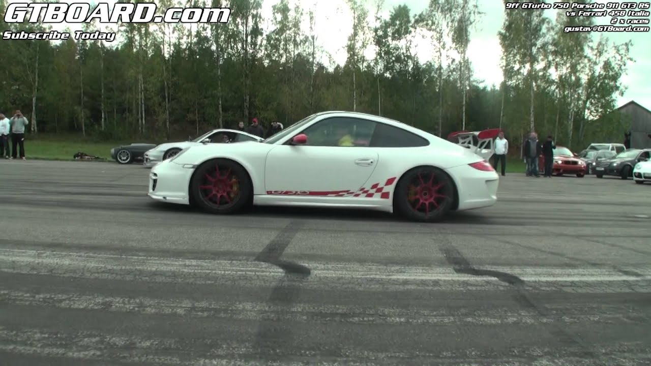 Ferrari 458 Italia vs 9ff GTurbo 750 Porsche 911 GT3 RS based x 2 races