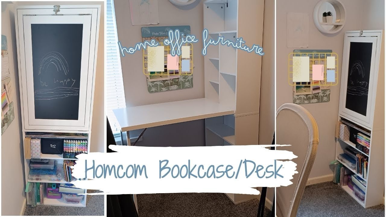 Складной письменный стол Homcom с доской и книжным шкафом | KC Mum Life