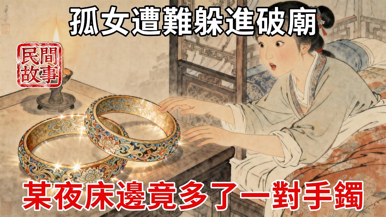 孤女遭難躲進破廟，十年如一日清掃佛像，某天夜裏燭火驟亮，孤女床邊竟多了一對雕花手鐲！#民間故事 #傳統文化 #原創虛構 #華語有聲書 #槐樹下聽書