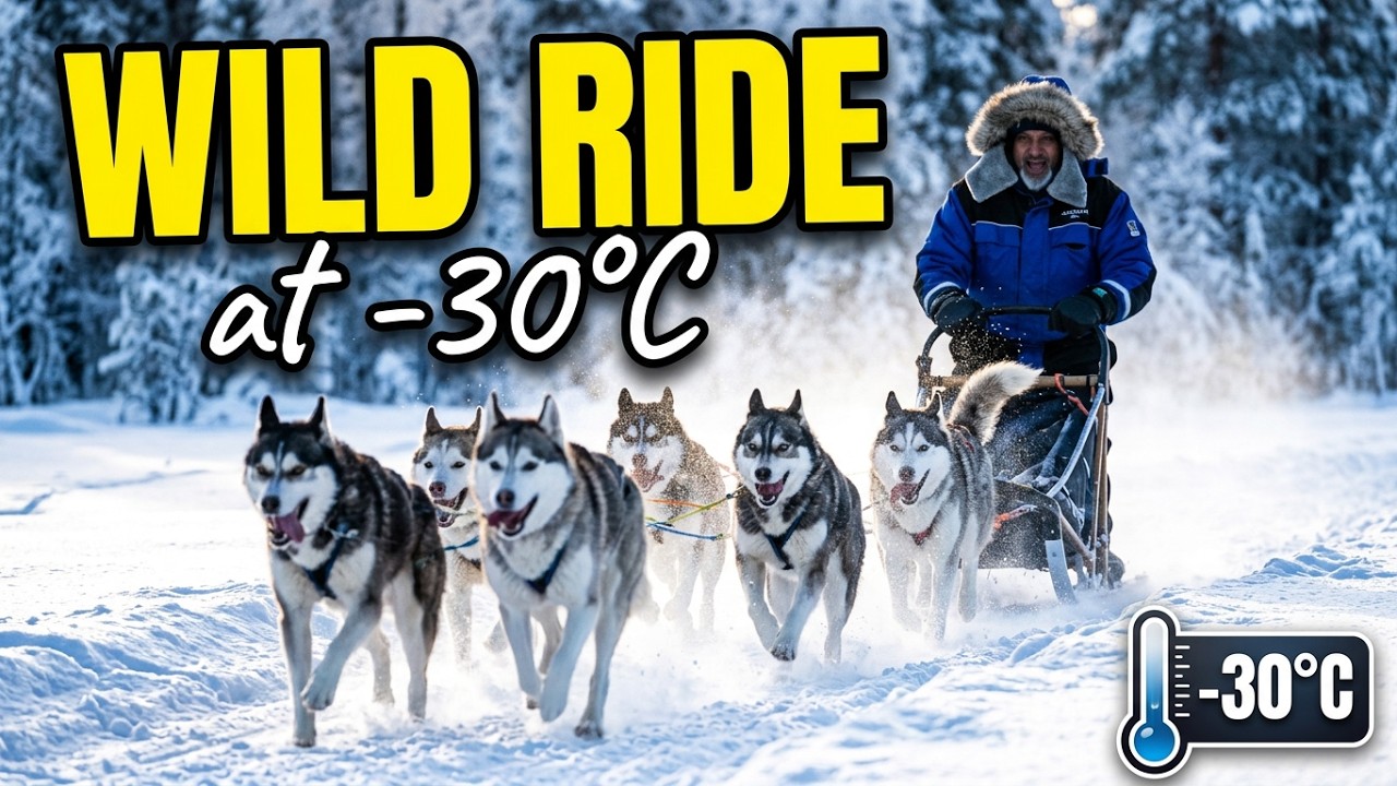 Я пережила поездку на хаски при температуре −30°C ❄️ 🐕 А вы бы рискнули?🥶