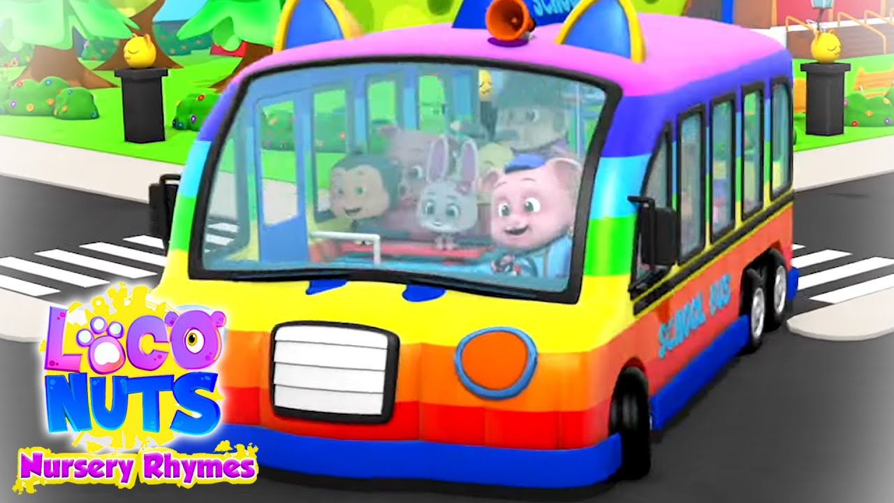 Wheels On The Bus Rainbow | Bus Song | Nursery Rhymes and Baby Songs with Loco Nuts