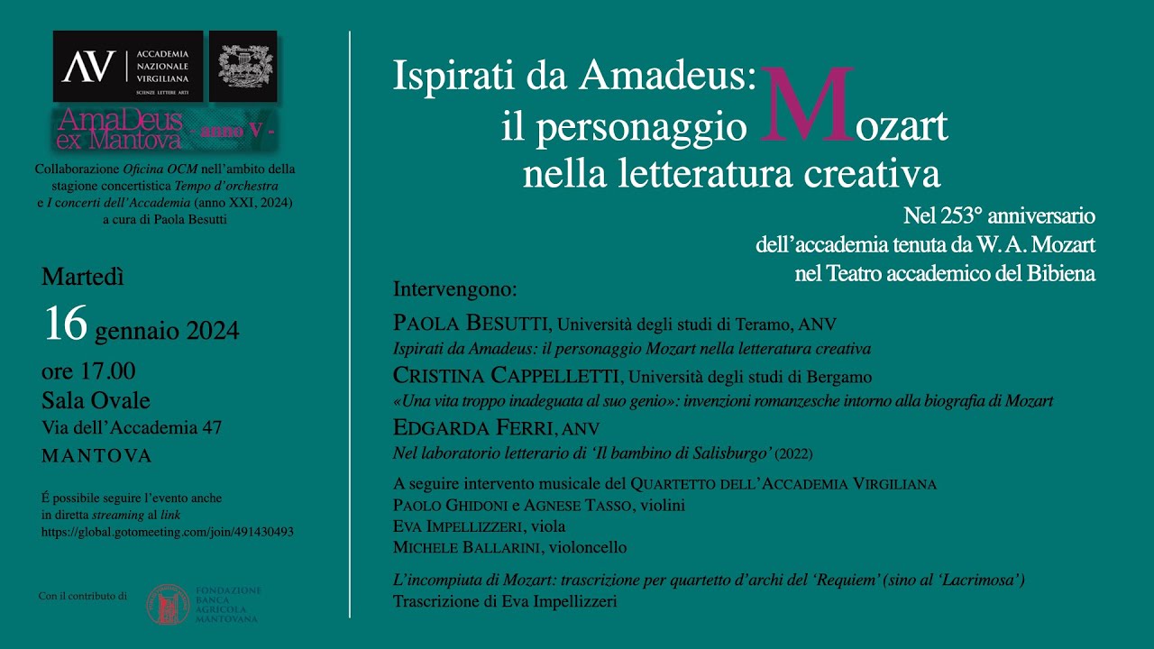 Ispirati da Amadeus  Conferenza e Concerto 16 01 2024