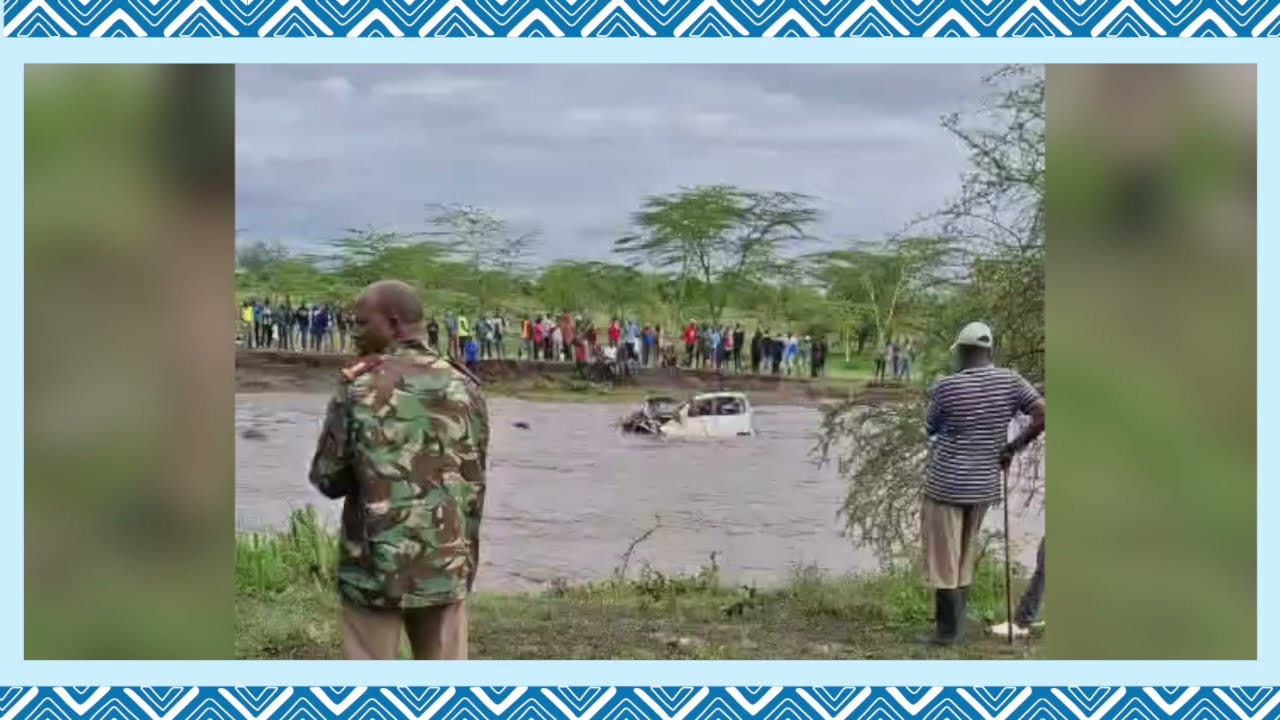 Police search for body of man whose car was swept by floods last night around Kitengela River
