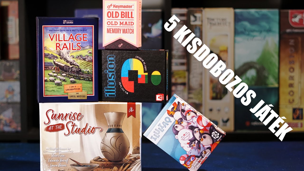 5 kisdobozos játék | Village Rails, Sunrise at the Studio, Old Bill, Iluliaq, Illusion társasjáték