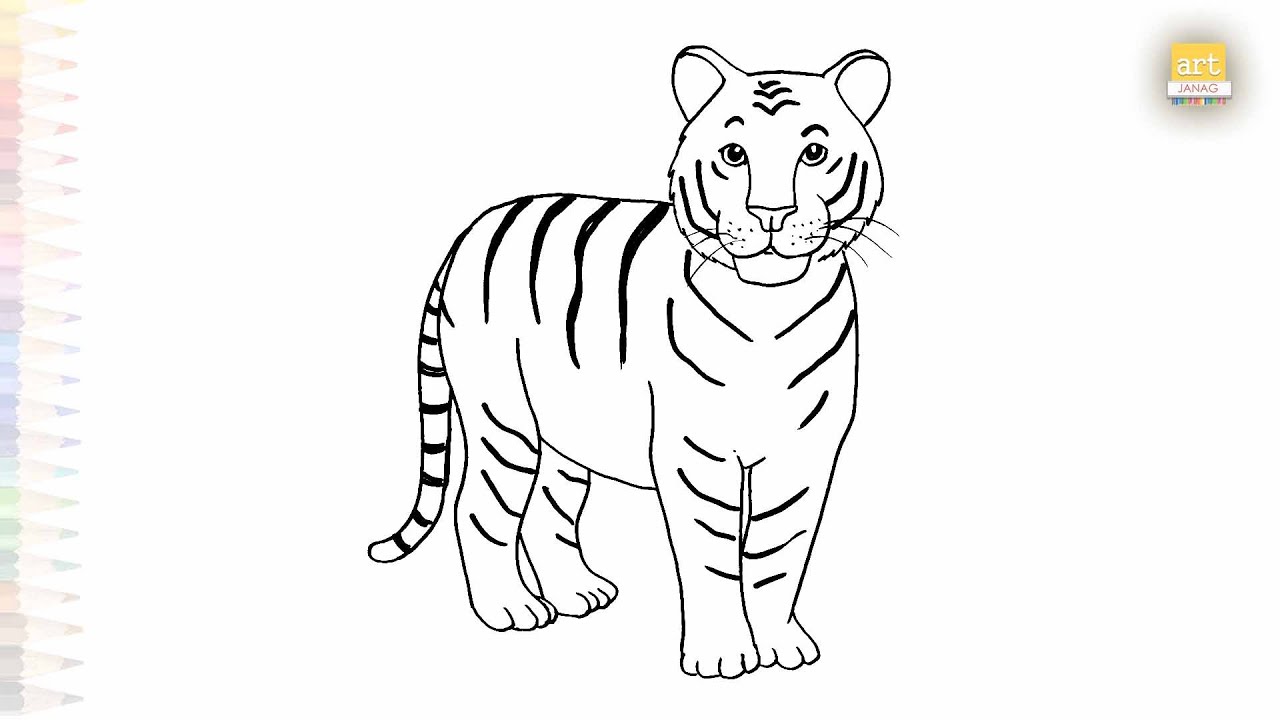 Tiger Easy drawings | Wild Animal drawing tutorial | How to draw A Tiger step by step | #artjanag