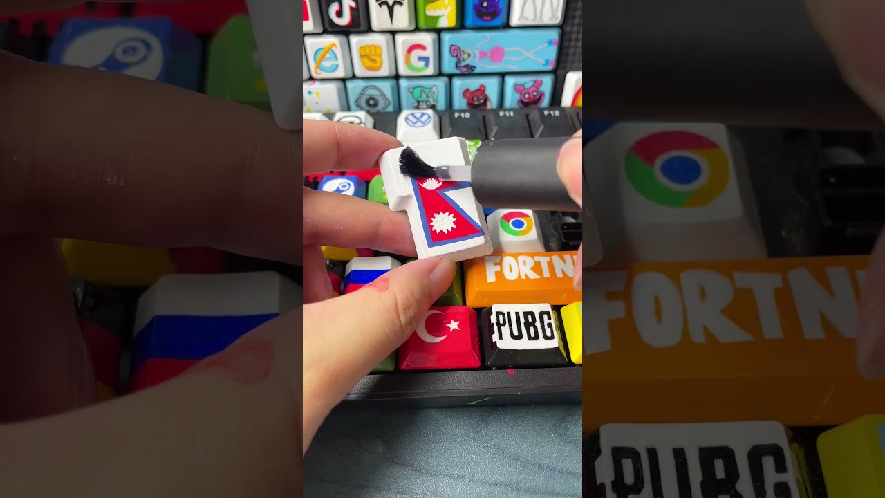 Drawing Nepal flag on the keyboard #shorts #diy #art #keyboard #tiktok #trending #fyp #country