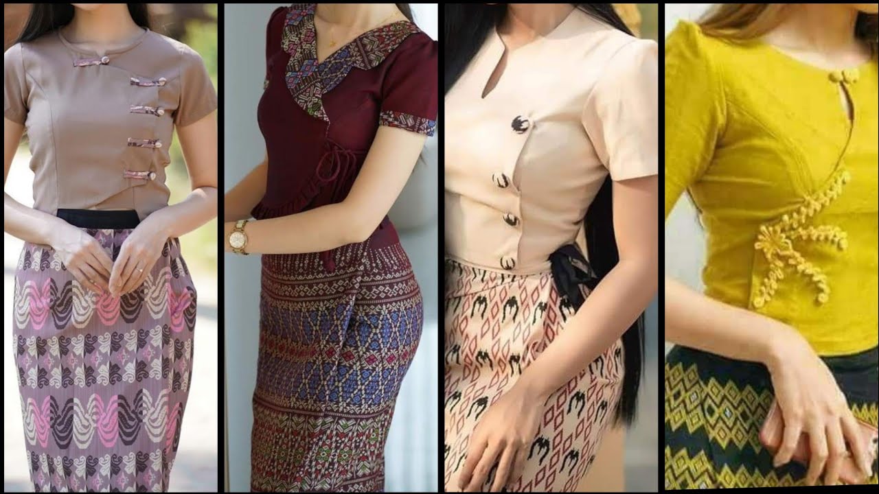stylish modern Myanmar traditional dresses and burmese dresses ideas part 1
