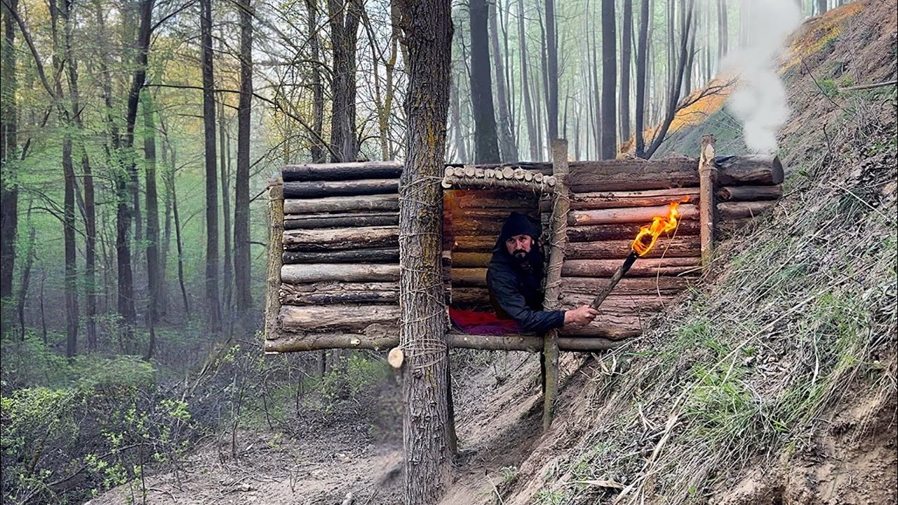 Building A Log Cabin For Amazing Survival Adventures