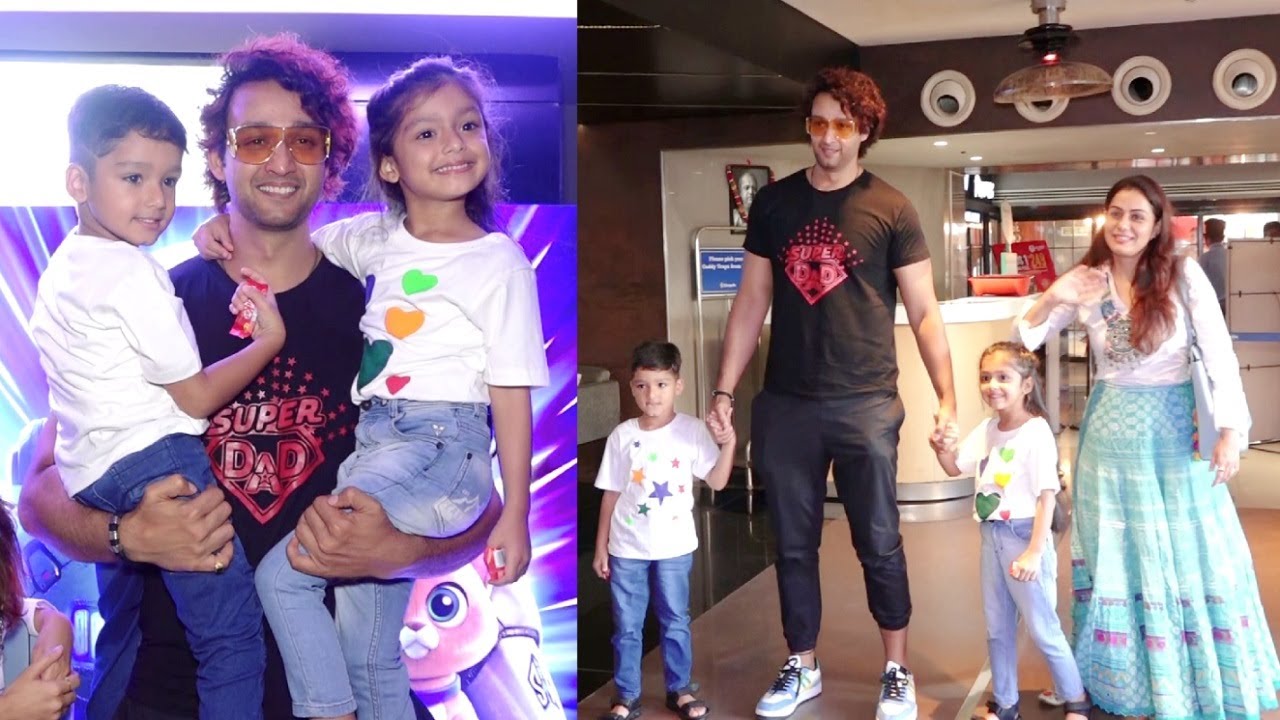 Sourabh Raaj Jain With His Son Hrishiv, Daughter Hrishika And Wife Riddhima Jain At Lightyear Movie