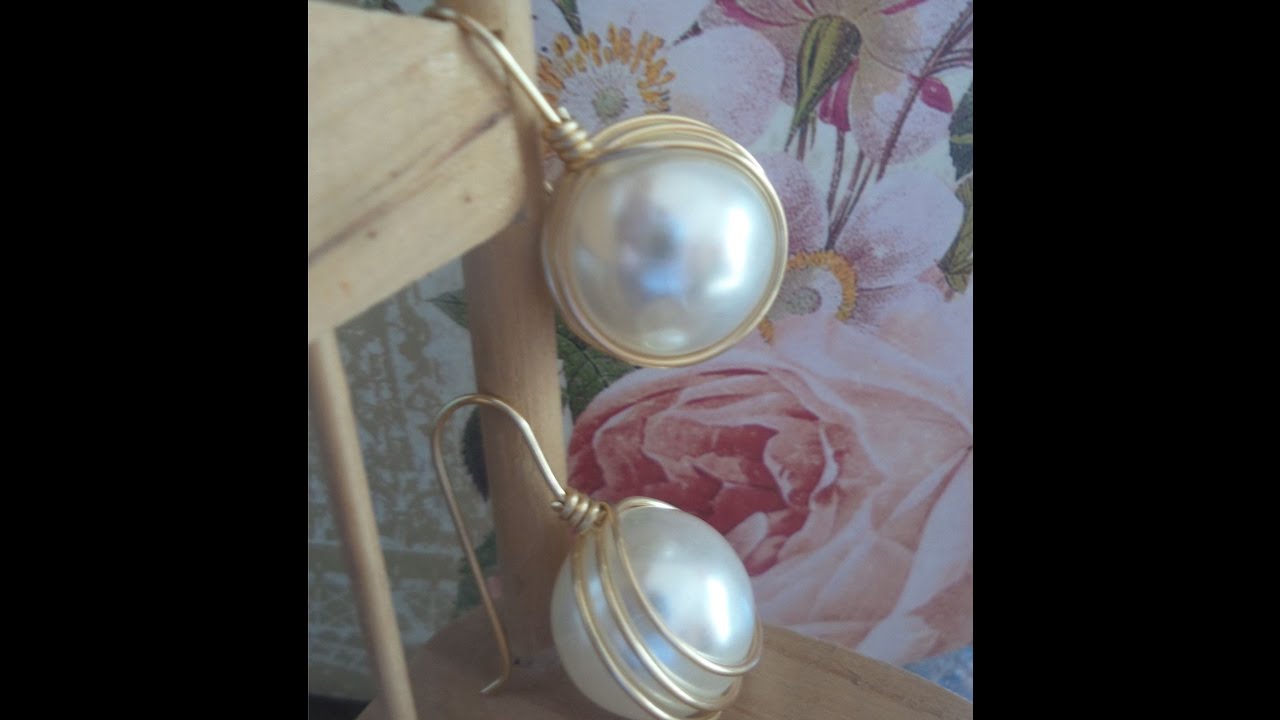 Aretes de Perla y alambrismo 