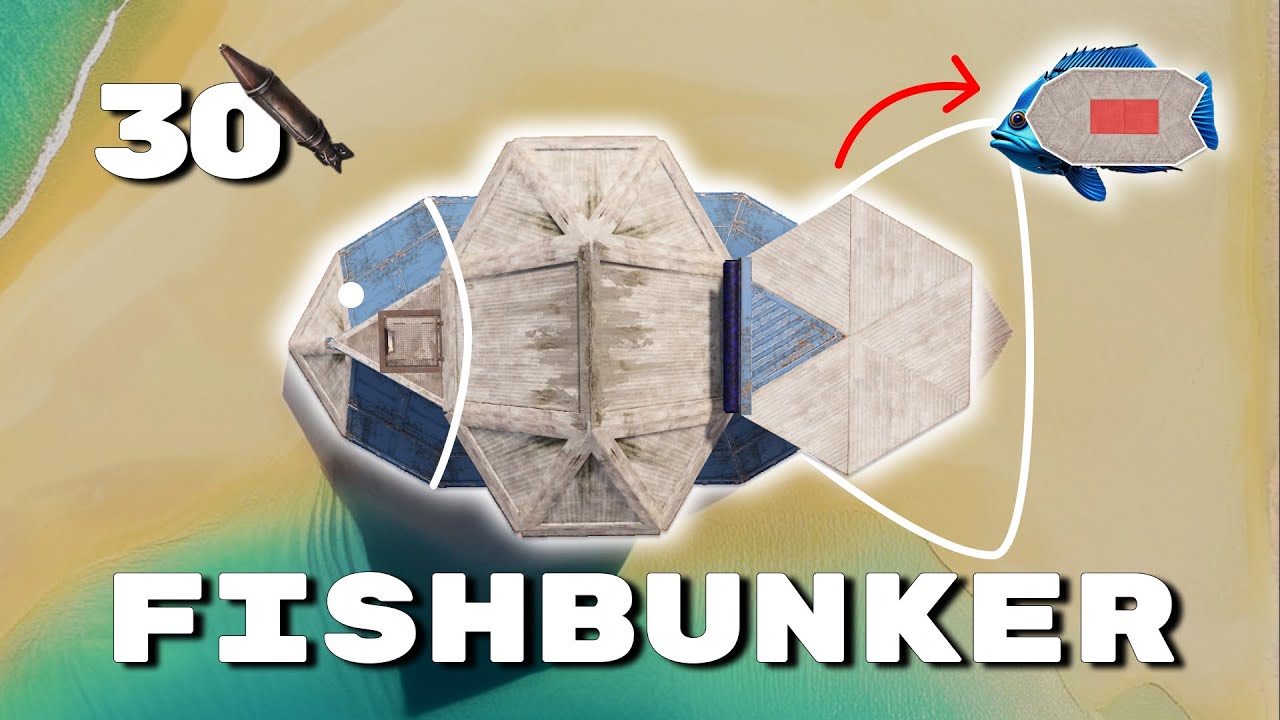The FishBunker 🐟 - 2x1 - Bunker - Solo & Duo - 30+ Rockets - Cozy&Compact | Rust Base Design