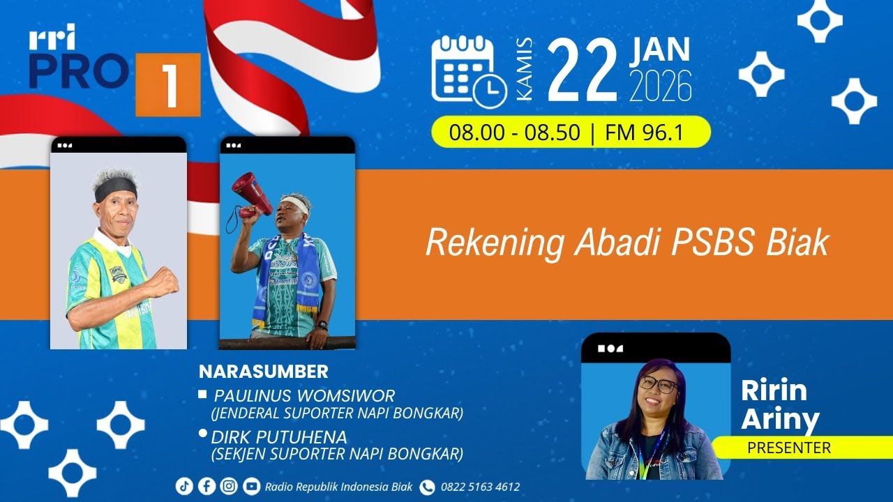 Bincang Pagi Pro 1 RRI Biak FM 96,1 MHz