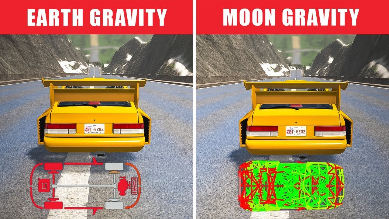 Gravity Damage Test: Earth vs Moon - Beamng drive | SpeedRolls
