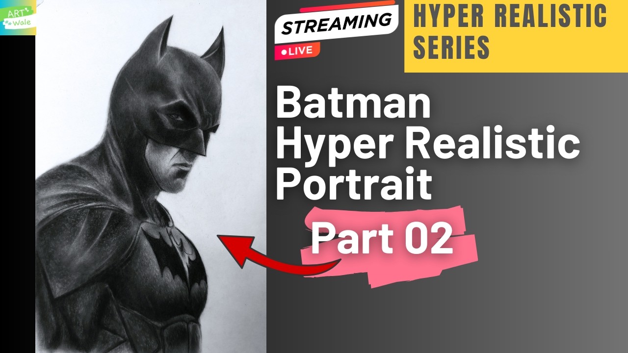 Batman Hyper Realistic Portrait 🦇 | Part 02 | Costume & Body Angle Detailed Live Drawing