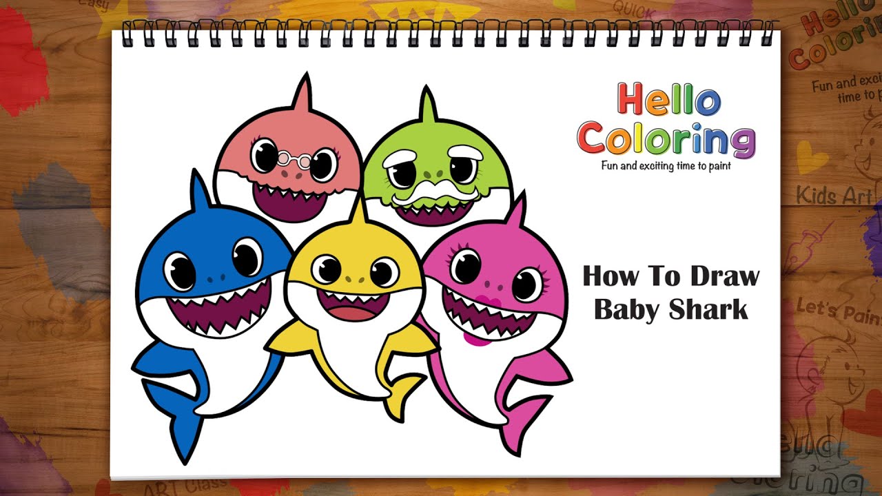 How to Draw Baby Shark Family. | How to Coloring.