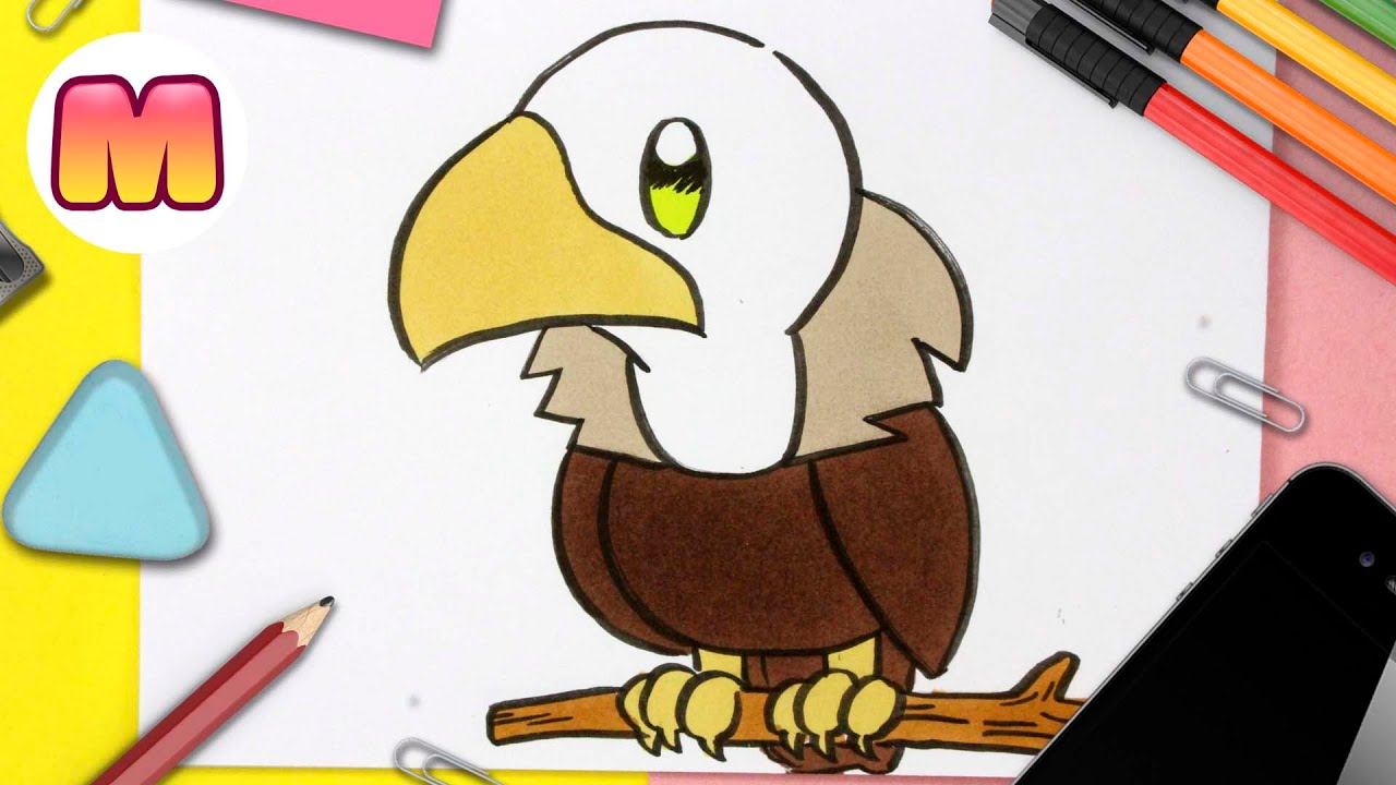 COMO DIBUJAR UN BUITRE KAWAII - Dibujos kawaii faciles - Como dibujar animales kawaii