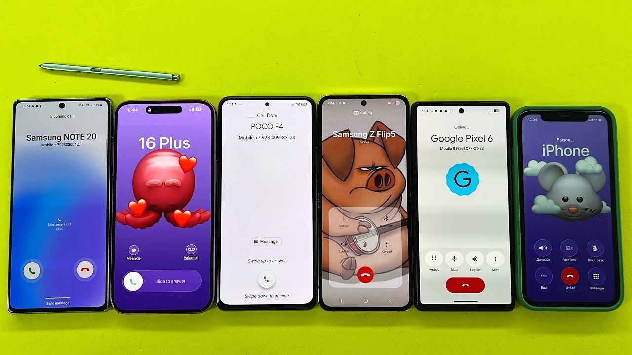 Google Pixel 6 + POCO F4 + Samsung Z Flip 5 + Note 20 + iPhone 11 + 16 Plus Incoming Outgoing Call