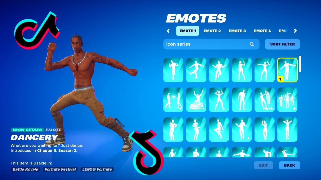 ALL FORTNITE ICON SERIES & TIKTOK EMOTES