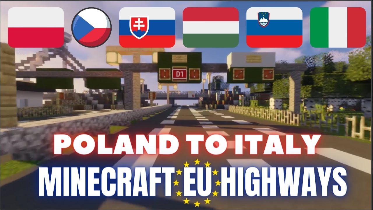 MINECRAFT FREEWAYS TOUR | POLAND to ITALY (6 countries) - Warsaw to Venice airport | FN Server