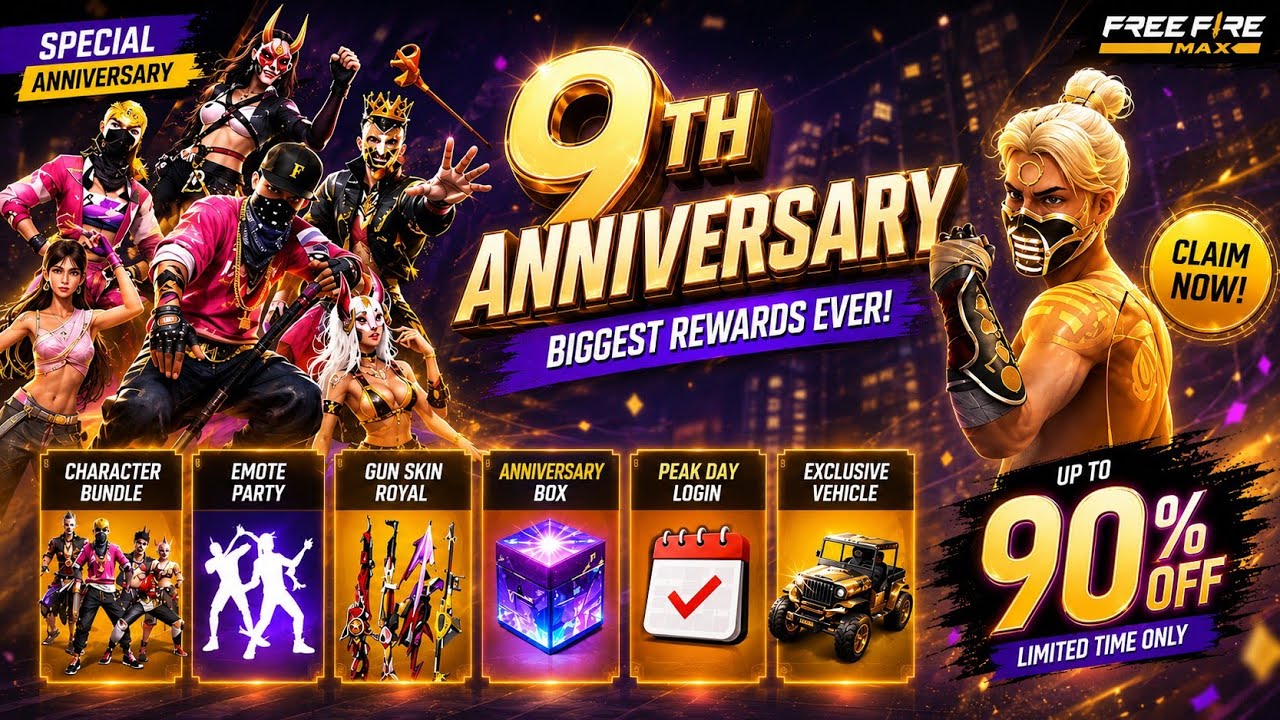 9th Anniversary Event Free Rewards🥳🔥|Old Elite Pass Return Date | Free Fire New Event |ff New Event