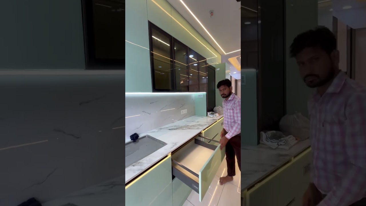 Hafele kitchen🧑&zwj;🍳 Tandem drawer || Handleless kitchen || Modular Fitting #interiordesign #home