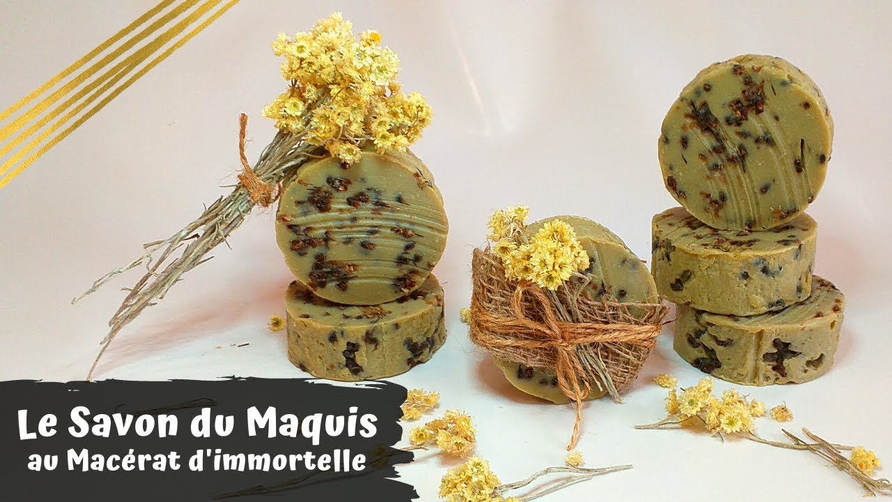 LE SAVON DU MAQUIS ↑↑ Au Macérat d'Immortelle ↑↑ Ciste, Romarin, Myrte Vert, Lentisque et Absinthe