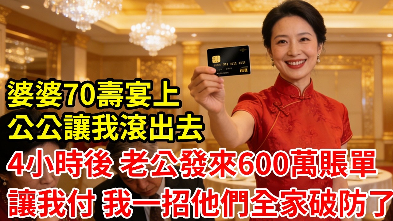 婆婆70壽宴上公公讓我滾出去4小時後 老公發來600萬賬單讓我付 我一招他們全家破防了
