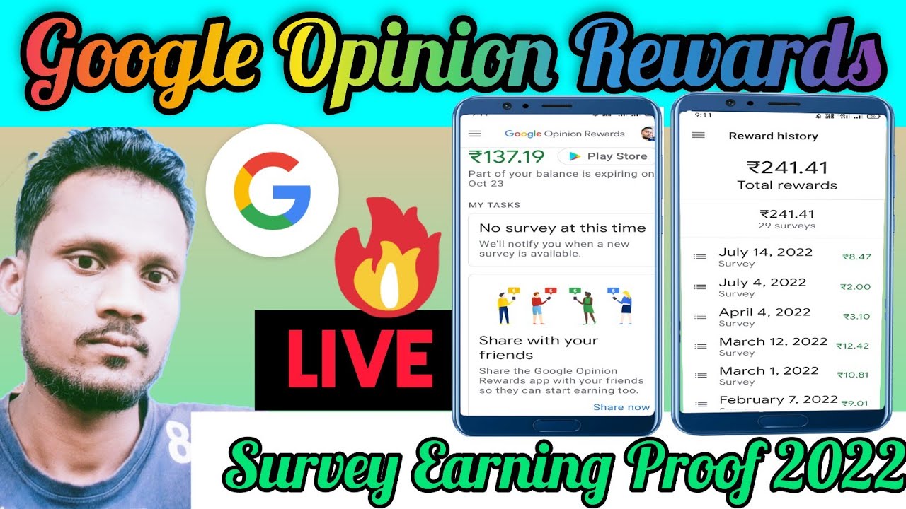 गूगल 🔥ओपनियन रिवार्ड्स  |लाईव 🤑💰अर्निंग💯 प्रूफ़ - 2022|Google Opinion Rewards App| Live Earning |