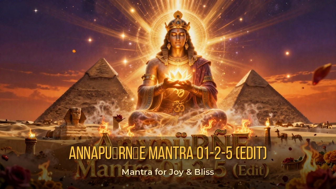 AnnapūRṇE Mantra 🌿 Desert Sunset Healing | Egypt's Pyramids