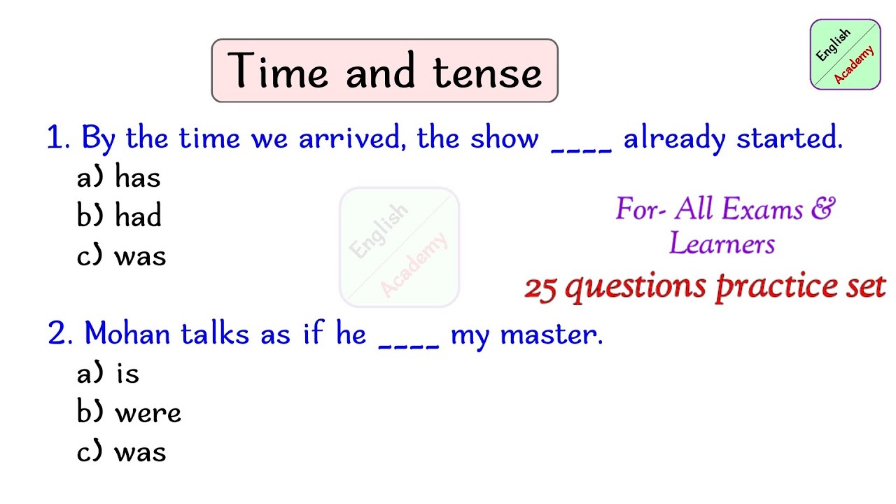 Time and tense practice set (3) English academy by Deepak sir #englishacademy