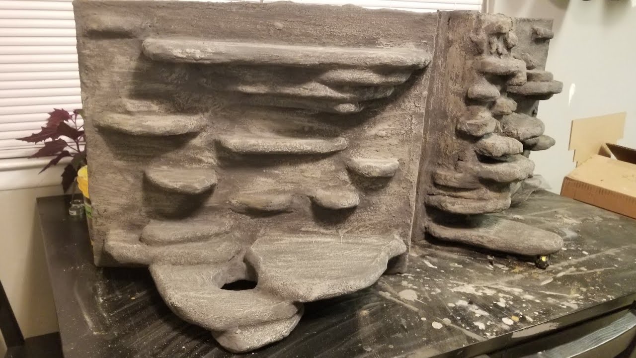 How to - DIY 3D aquarium background 75 gallon tank project part 1. Foam board and cement.